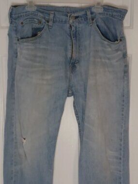 Levis Jeans Mens 35x30 505 Denim Pants Workwear Straight Regular Distressed
